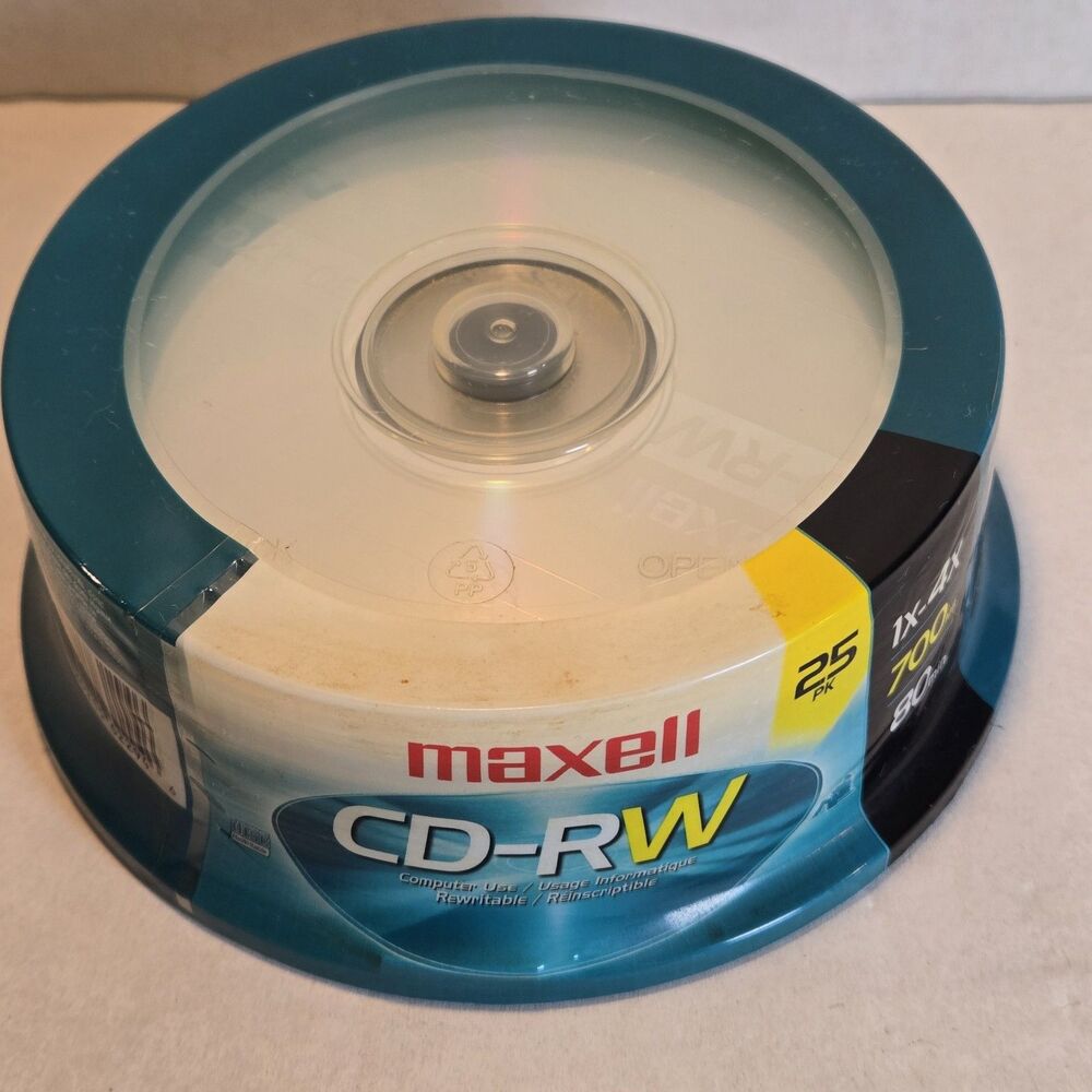 Maxell CD-RW Re-Writable 25 Pack  700MB  80 Min. - New In Sealed Packaging
